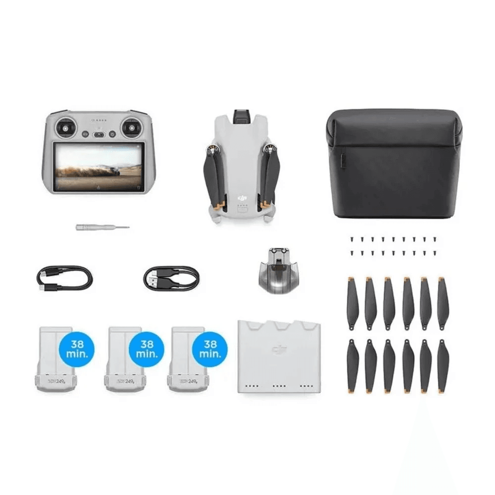 Drone DJI Mini 3 Fly More Combo 4K com Controle DJI RC (Com Tela) BR