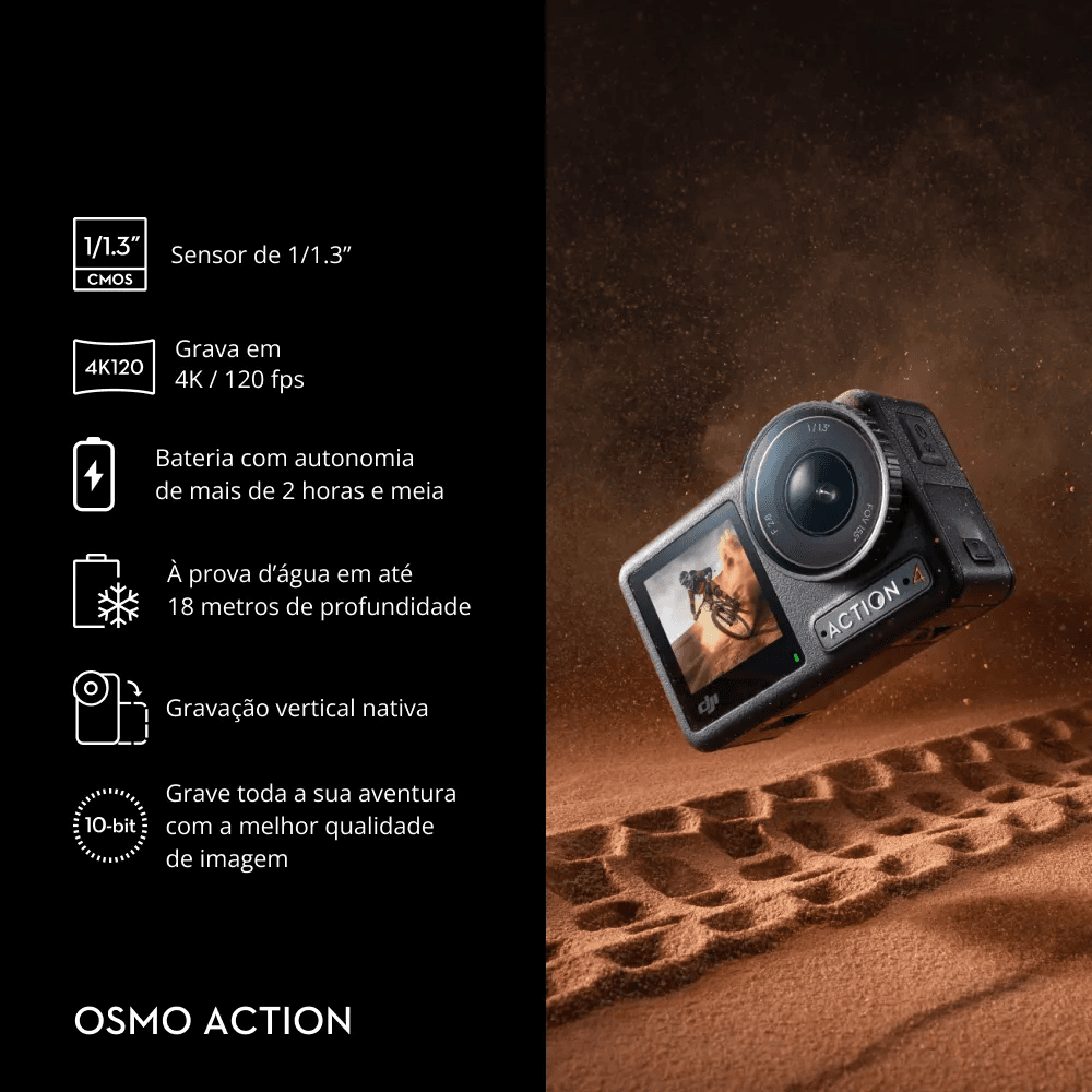 Câmera de Ação DJI Osmo Action 4 Standard Combo 4K/120 fps BR